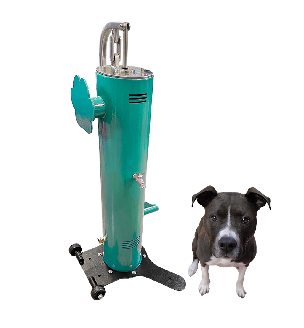 Cool Dog Water Fountain with Hose - Easy Flow Lever - Free Standing Mobile