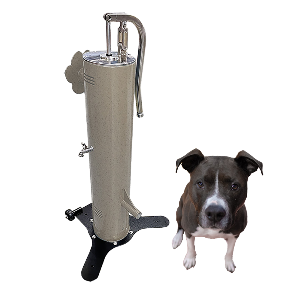 Cool Dog Water Fountain with Hose - Easy Flow Lever - Free Standing Mobile