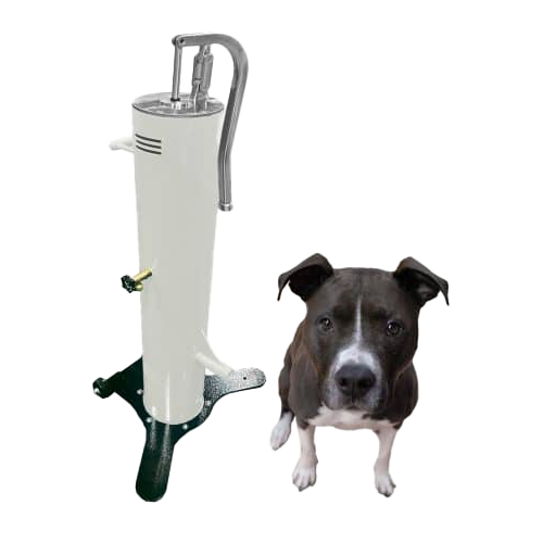 Cool Dog Water Fountain with Hose - Easy Flow Lever - Free Standing Mobile