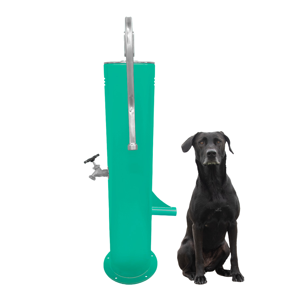 Cool Dog Water Fountain with Hose - Easy Flow Lever Handle - Surface Mount