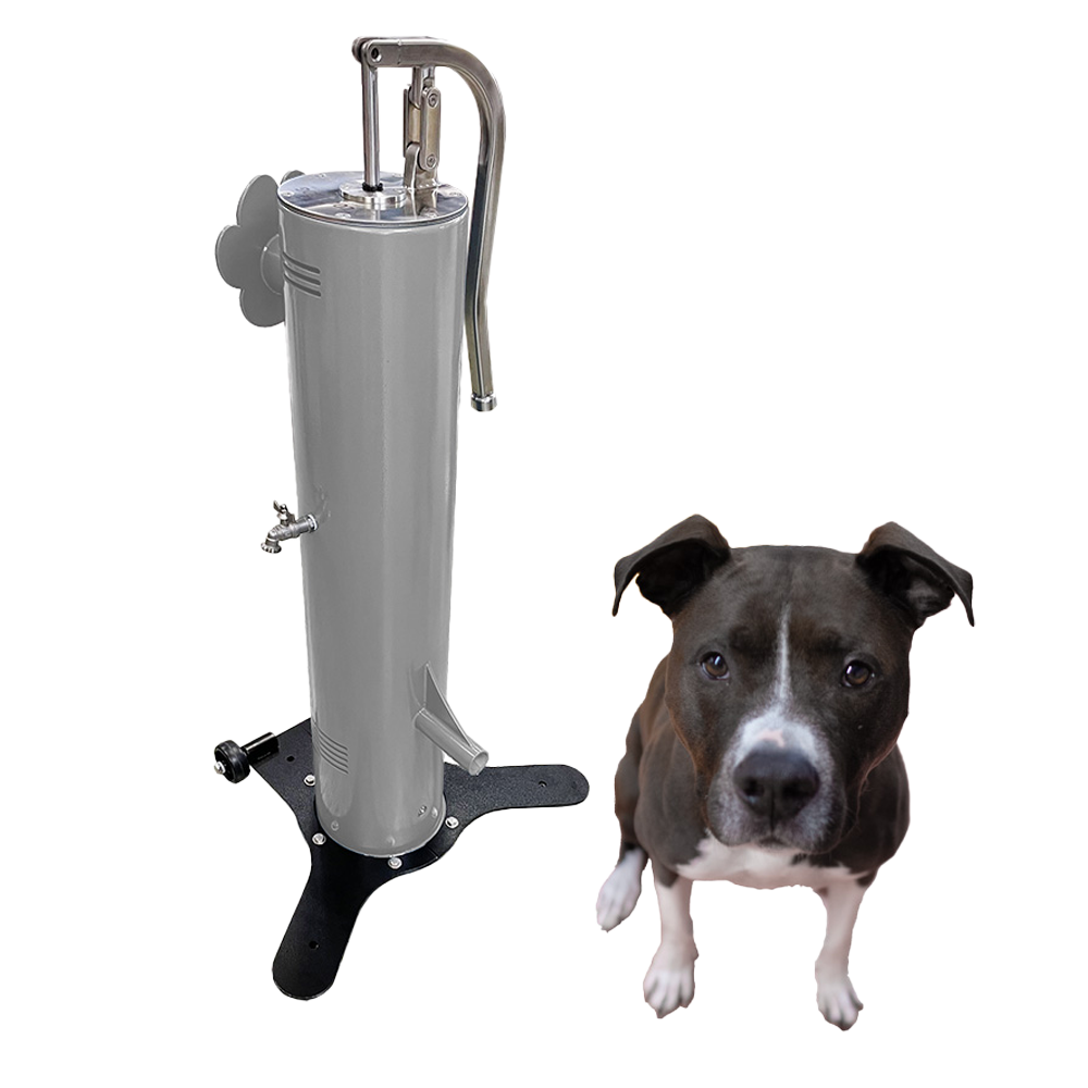 Cool Dog Water Fountain with Hose - Easy Flow Lever - Free Standing Mobile