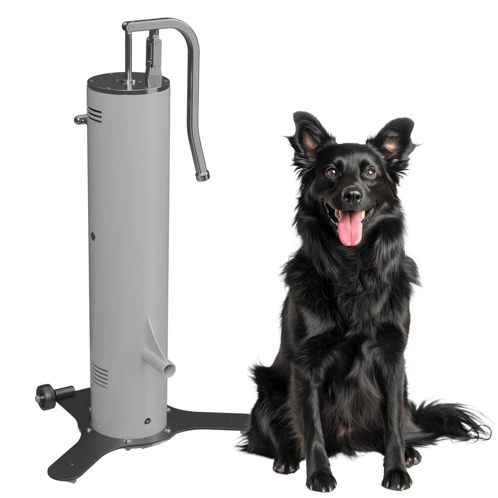 Cool Dog Water Fountain with Hose - Easy Flow Lever - Free Standing Mobile